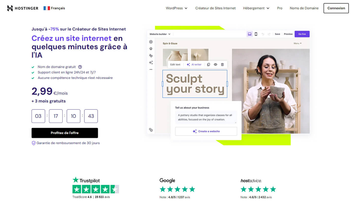 application pour créer un site web